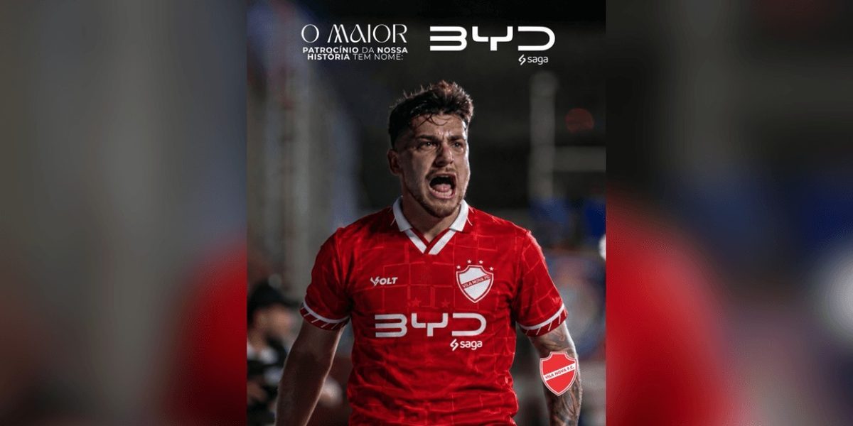 Vila Nova troca Bet da Sorte pela BYD no principal patrocínio da camisola — Máquina do Esporte